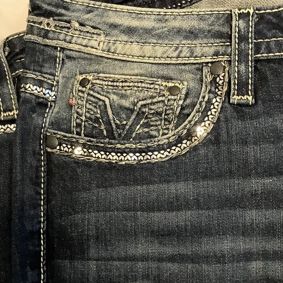 Vigoss Dark Blue Boot Cut Jeans with White Stitching - Picture 8 of 11